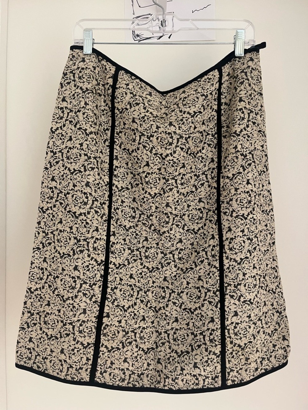 Doncaster Black & Cream Chenille Patterned A-Line Skirt